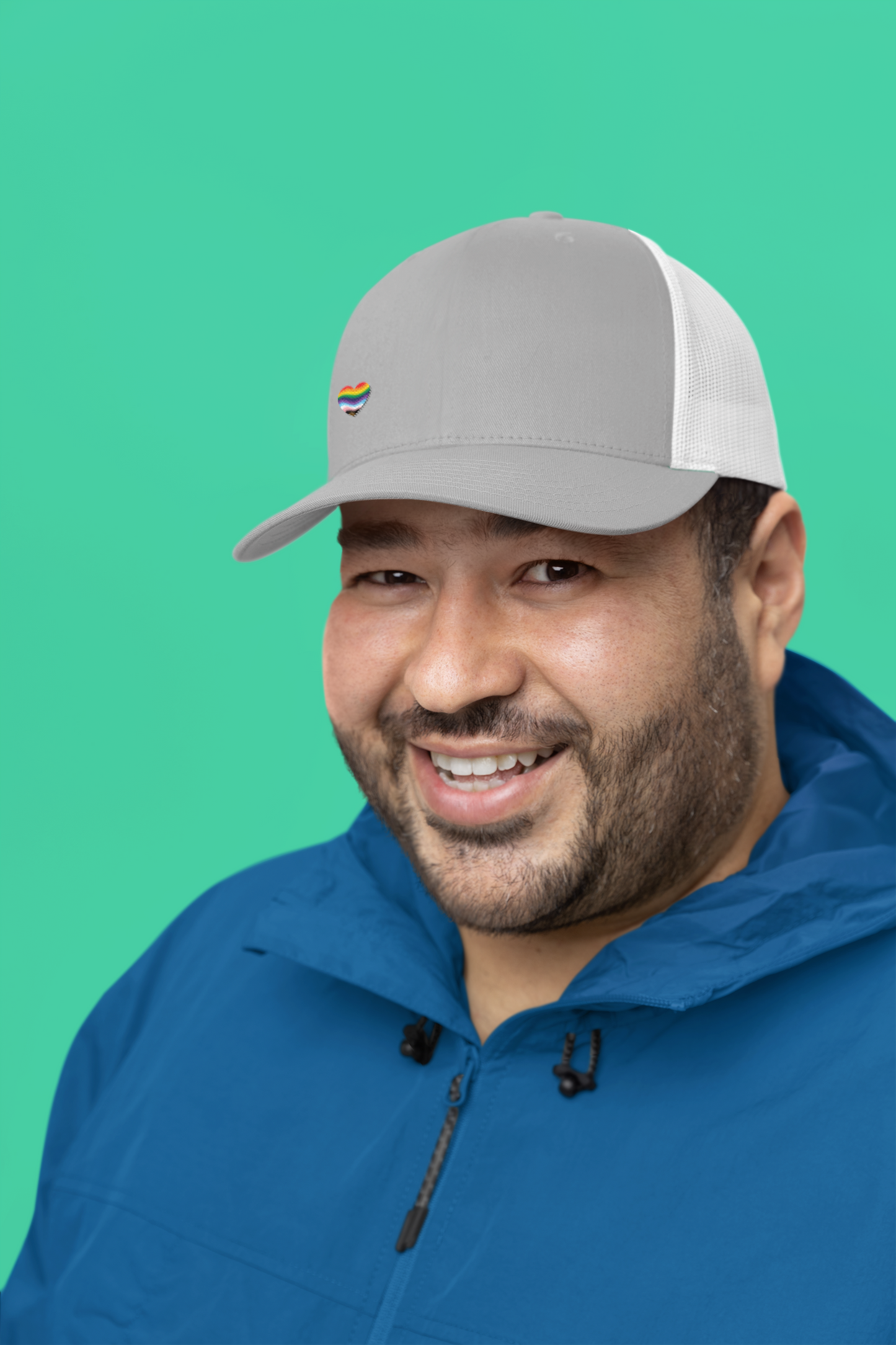 Rainbow Heart Embroidered Snapback Trucker Cap (4 colors)